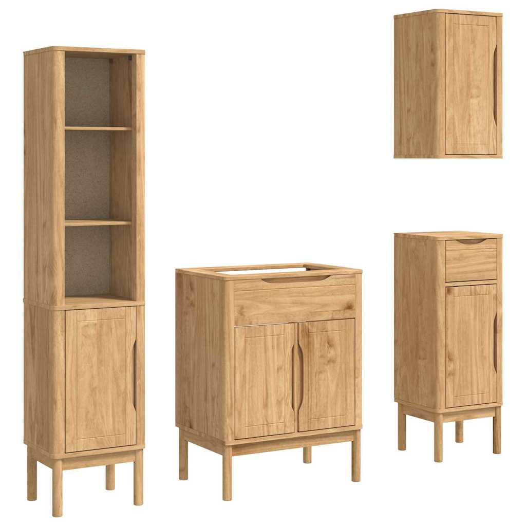 Badkamermeubelset FLORO 4 pcs Wasbruin Massief Vurenhout is nu te koop bij PeponiXL, paradijselijk wonen!