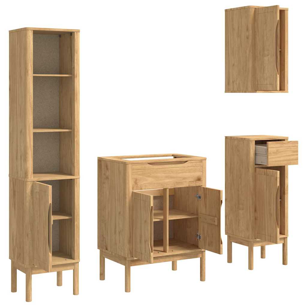 Badkamermeubelset FLORO 4 pcs Wasbruin Massief Vurenhout is nu te koop bij PeponiXL, paradijselijk wonen!