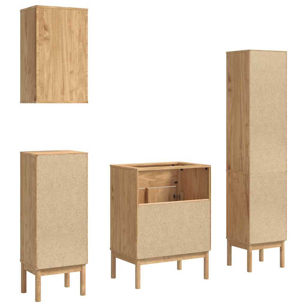 Badkamermeubelset FLORO 4 pcs Wasbruin Massief Vurenhout is nu te koop bij PeponiXL, paradijselijk wonen!
