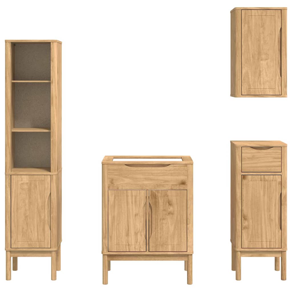 Badkamermeubelset FLORO 4 pcs Wasbruin Massief Vurenhout is nu te koop bij PeponiXL, paradijselijk wonen!