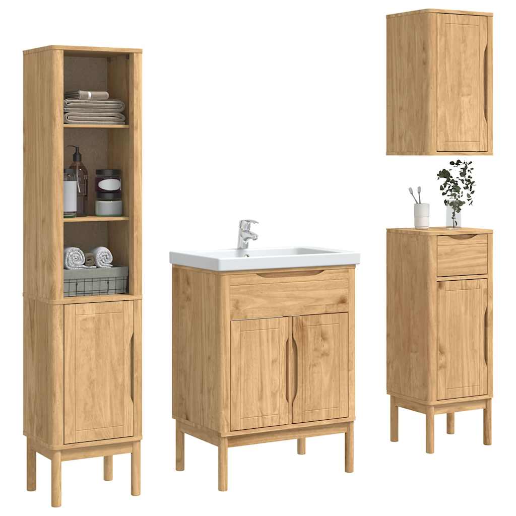 Badkamermeubelset FLORO 4 pcs Wasbruin Massief Vurenhout is nu te koop bij PeponiXL, paradijselijk wonen!