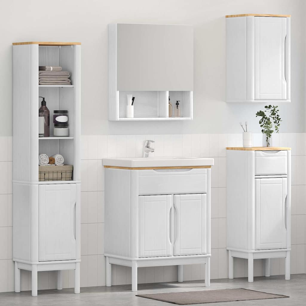 Badkamermeubelset met lade FLORO 4 pcs Wit Massief Vurenhout is nu te koop bij PeponiXL, paradijselijk wonen!