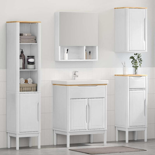 Badkamermeubelset met lade FLORO 4 pcs Wit Massief Vurenhout is nu te koop bij PeponiXL, paradijselijk wonen!