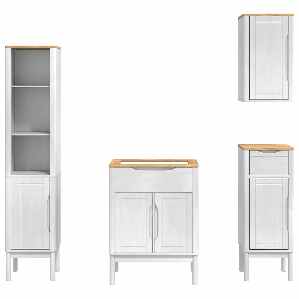 Badkamermeubelset met lade FLORO 4 pcs Wit Massief Vurenhout is nu te koop bij PeponiXL, paradijselijk wonen!
