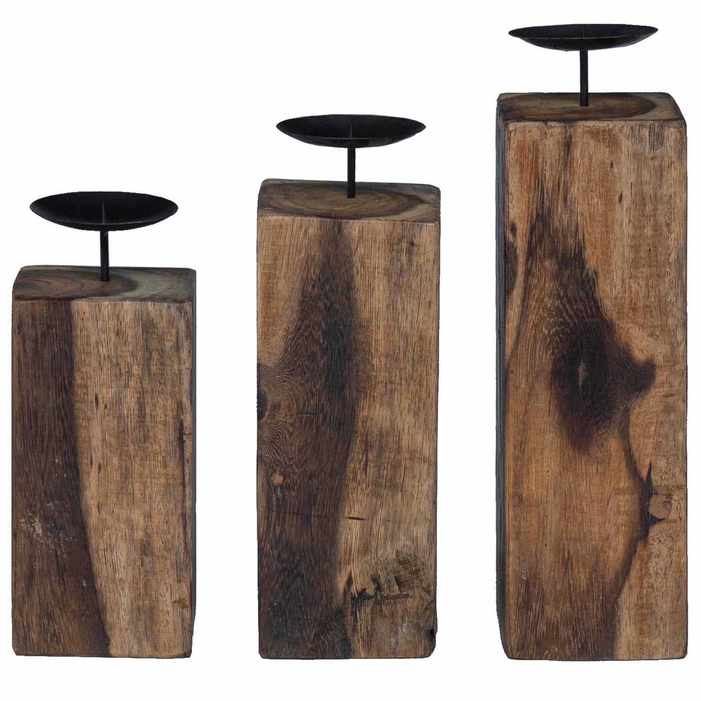 Kaarsenhouder 3 pcs Naturel Massief gerecycled hout is nu te koop bij PeponiXL, paradijselijk wonen!
