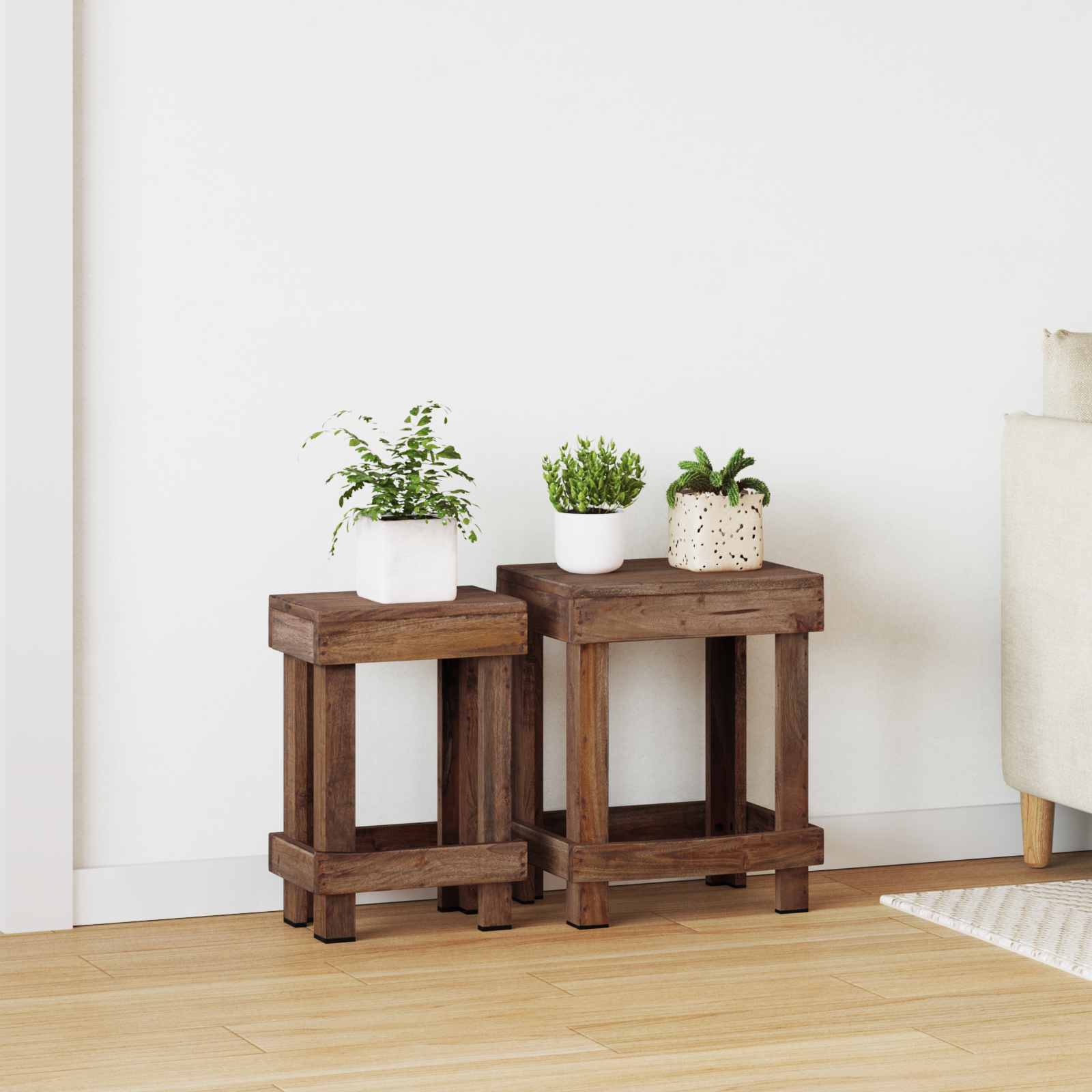 Plantenstandaard 2 pcs Bruin 70 x 11 x 27 cm Mahoniehout is nu te koop bij PeponiXL, paradijselijk wonen!