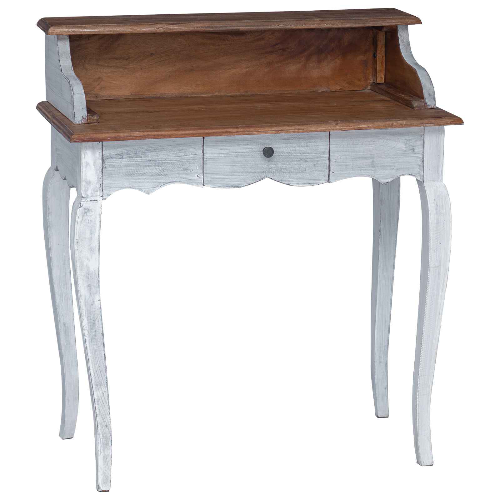 Schrijfbureau Bruin en wit 80 x 40 x 92 cm Massief mahoniehout is nu te koop bij PeponiXL, paradijselijk wonen!
