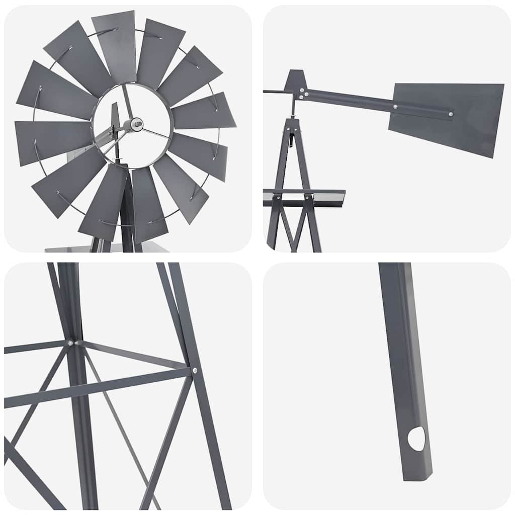 Windmolen Grijs 84 x 68 x 245 cm IJzer is nu te koop bij PeponiXL, paradijselijk wonen!
