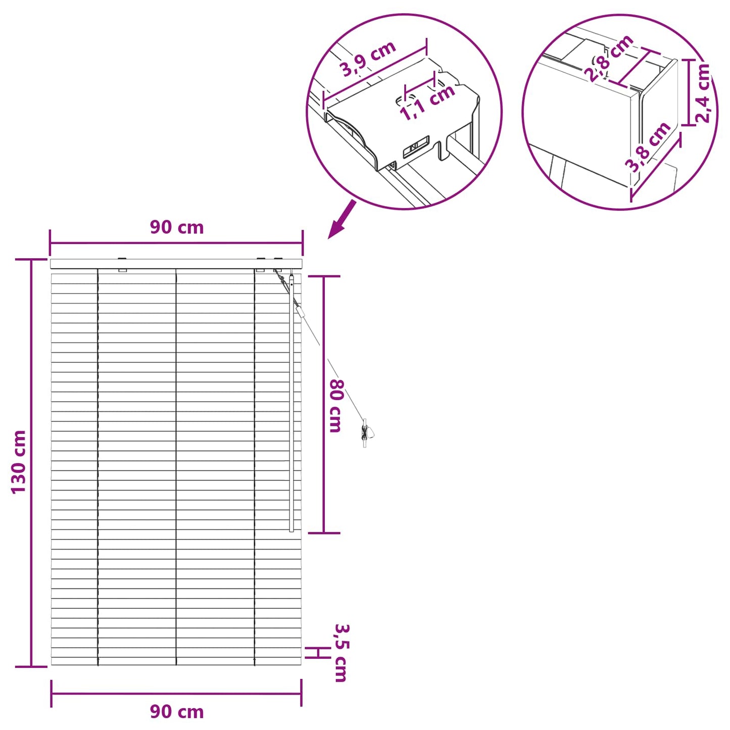 Jaloezie Eiken Look 90 x 130 cm 35 mm Massief Paulowniahout is nu te koop bij PeponiXL, paradijselijk wonen!
