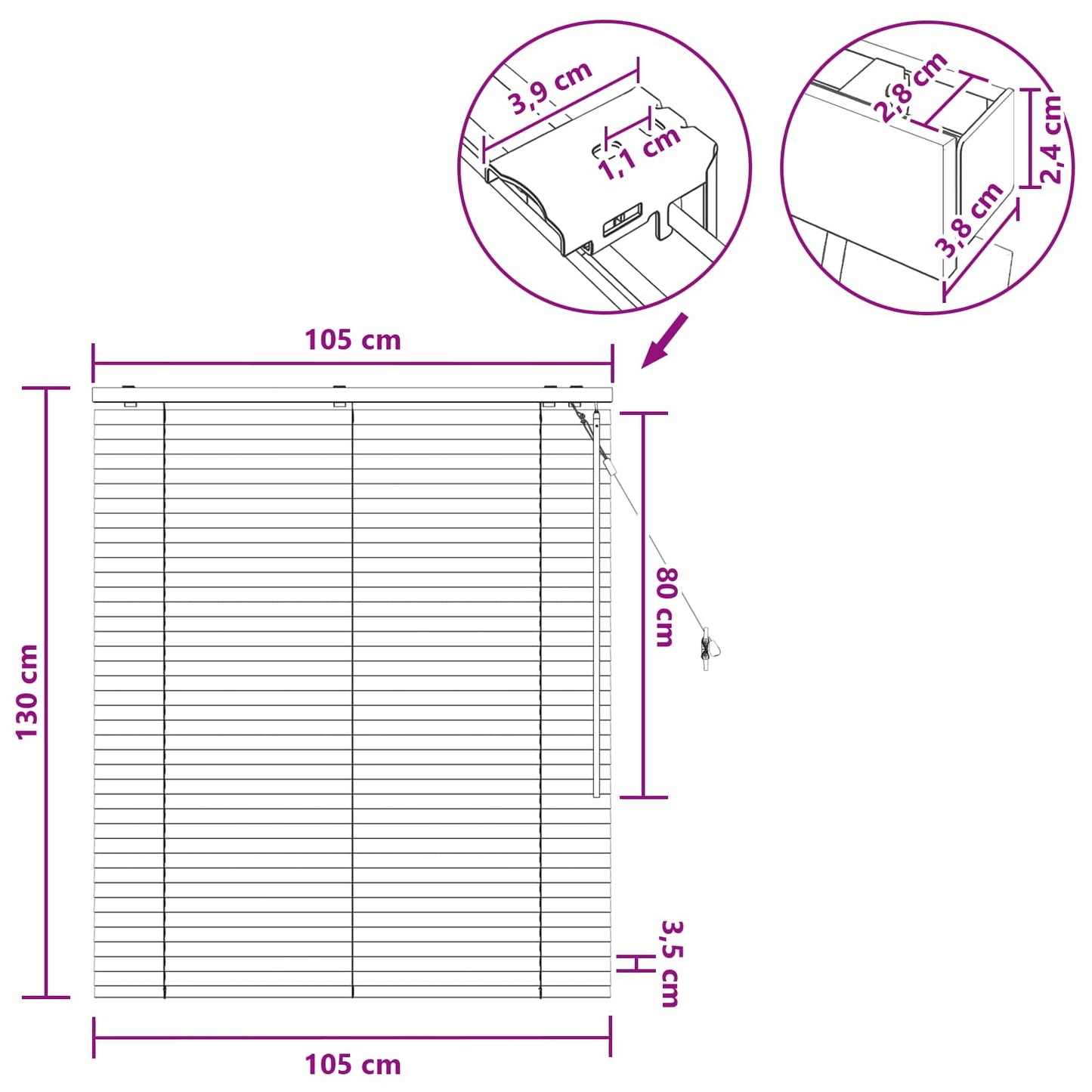 Jaloezie Eiken Look 105 x 130 cm 35 mm Massief Paulowniahout is nu te koop bij PeponiXL, paradijselijk wonen!