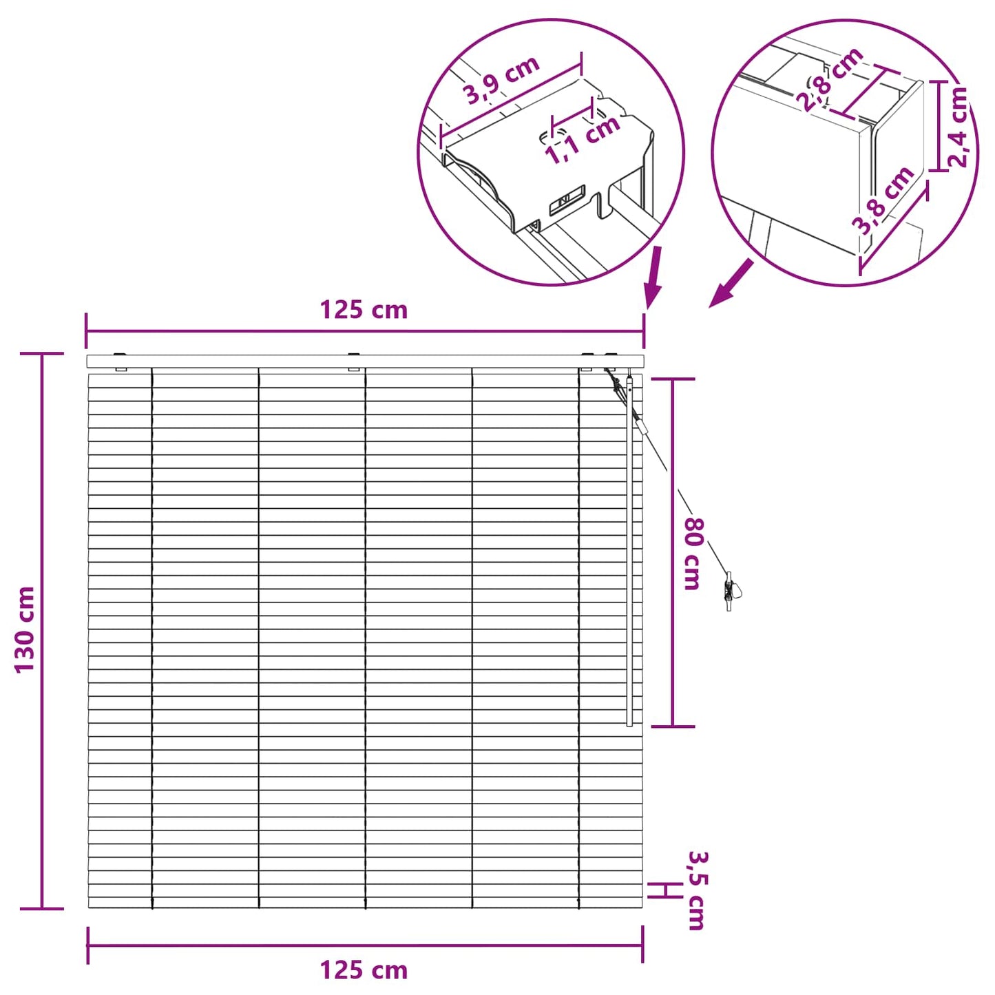 Jaloezie Eiken Look 125 x 130 cm 35 mm Massief Paulowniahout is nu te koop bij PeponiXL, paradijselijk wonen!