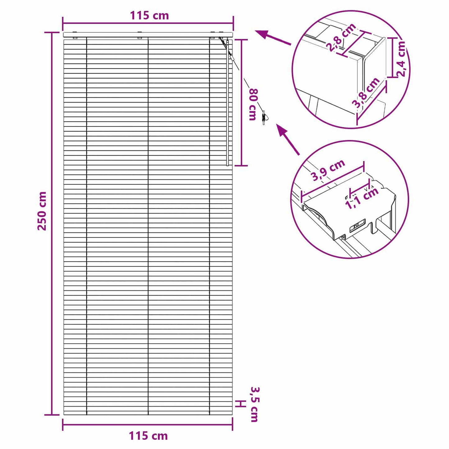 Jaloezie Wit 115 x 250 cm 35 mm Massief Paulowniahout is nu te koop bij PeponiXL, paradijselijk wonen!
