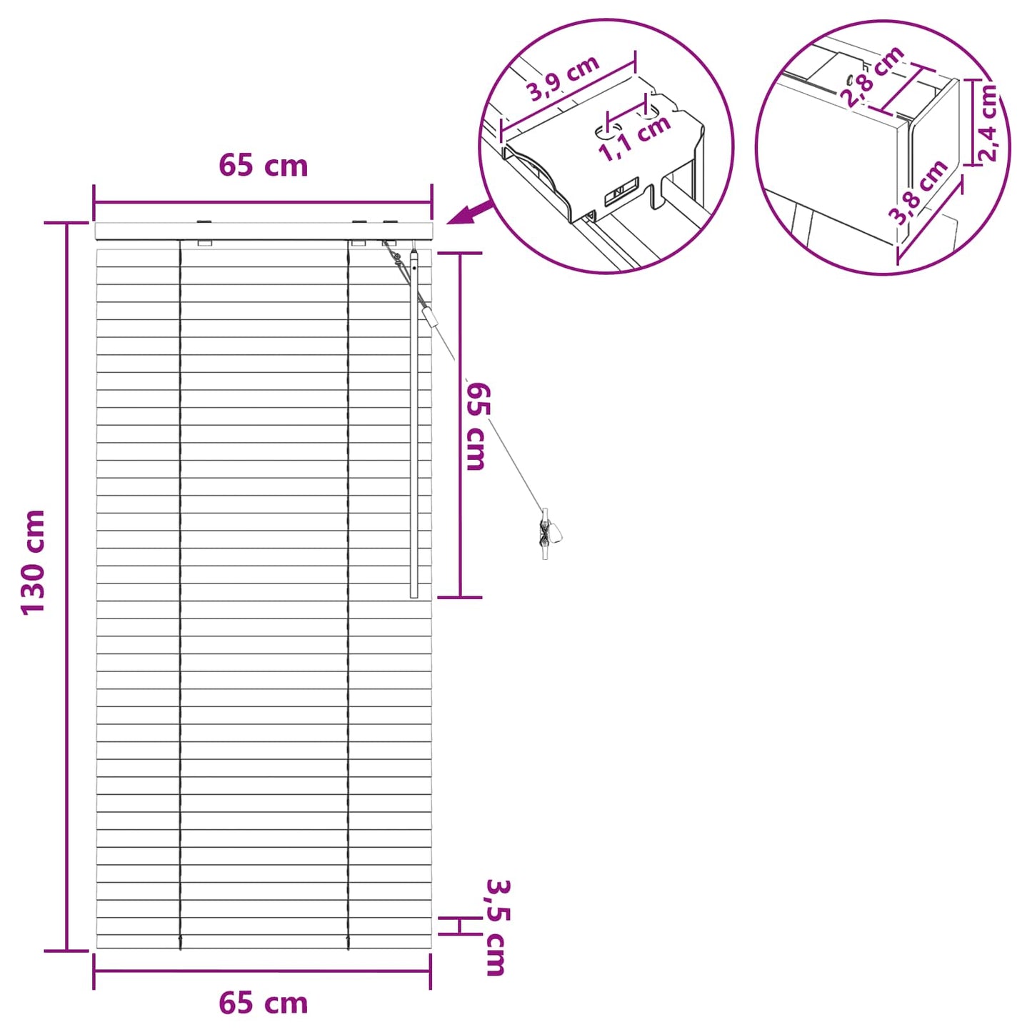 Jaloezie Zwart 65 x 130 cm 35 mm Massief Paulowniahout is nu te koop bij PeponiXL, paradijselijk wonen!