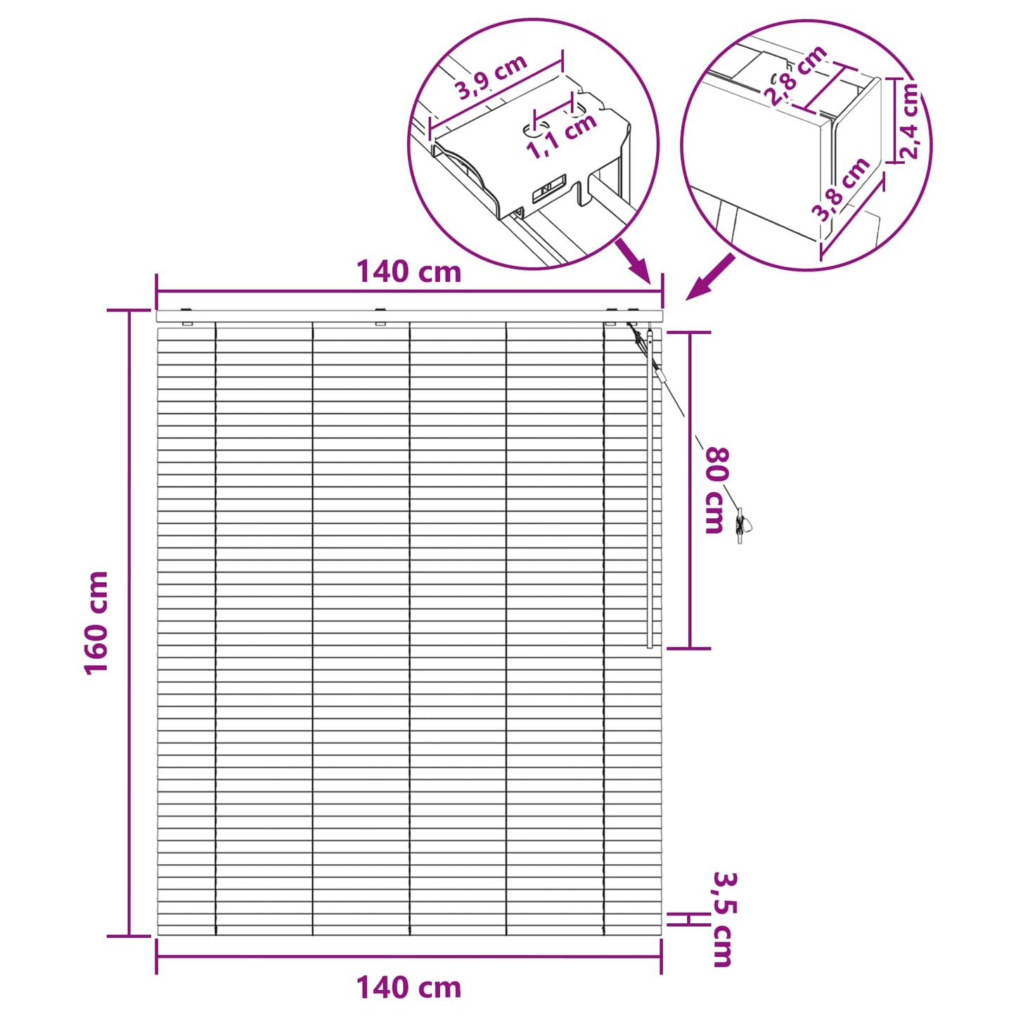 Jaloezie Zwart 140 x 160 cm 35 mm Massief Paulowniahout is nu te koop bij PeponiXL, paradijselijk wonen!