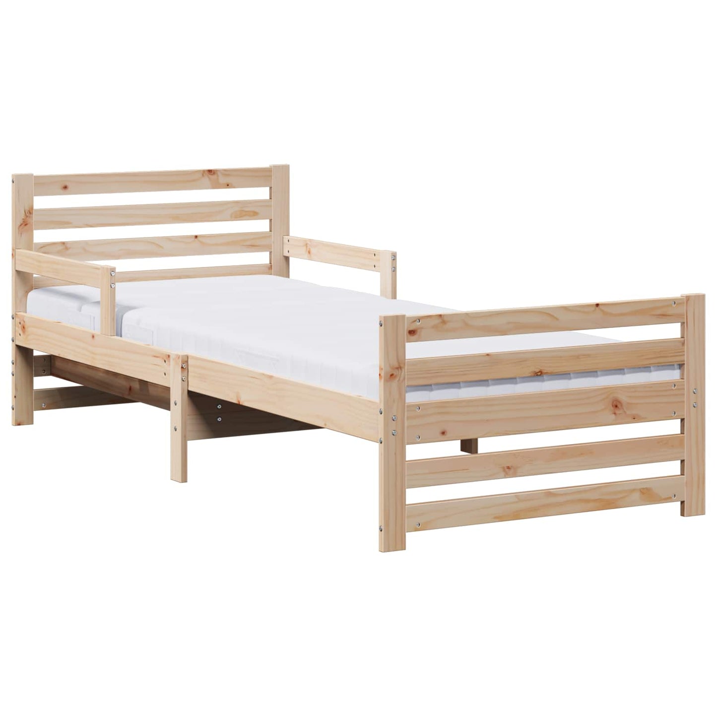 Bedframe met matras Bruin 80 x 200 cm Massief grenenhout is nu te koop bij PeponiXL, paradijselijk wonen!
