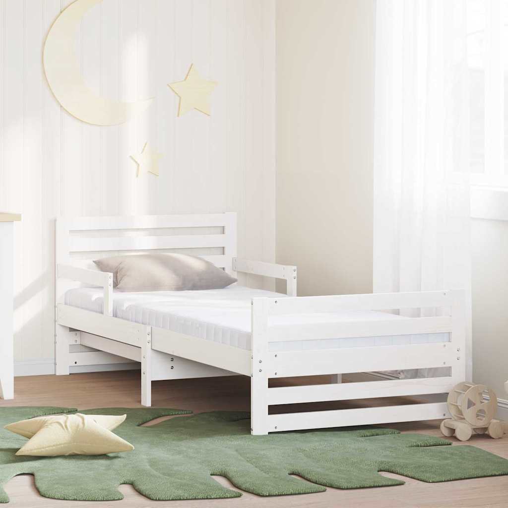 Bedframe met matras Wit 80 x 200 cm Massief grenenhout is nu te koop bij PeponiXL, paradijselijk wonen!
