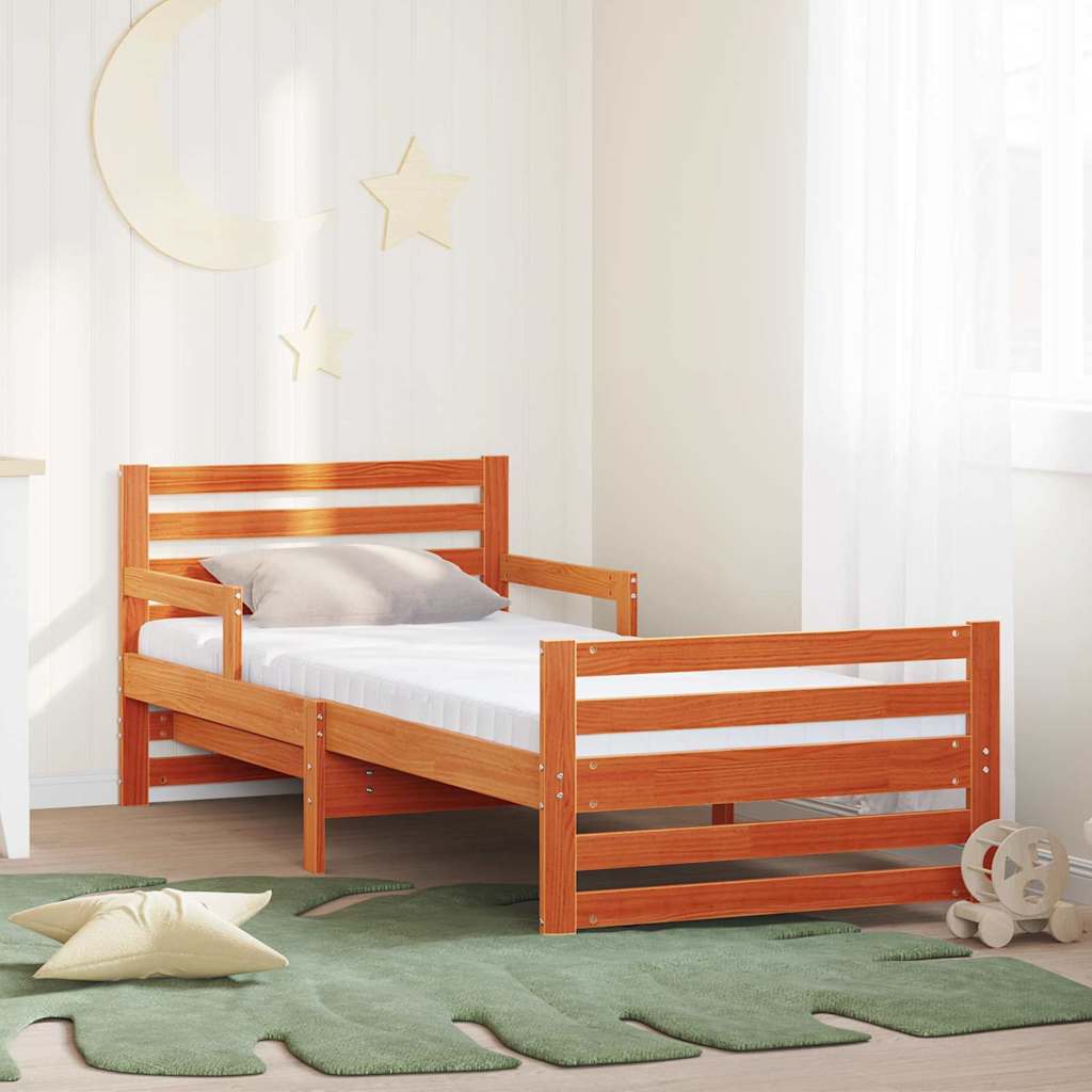 Bedframe met matras Bruin 80 x 200 cm Massief grenenhout is nu te koop bij PeponiXL, paradijselijk wonen!
