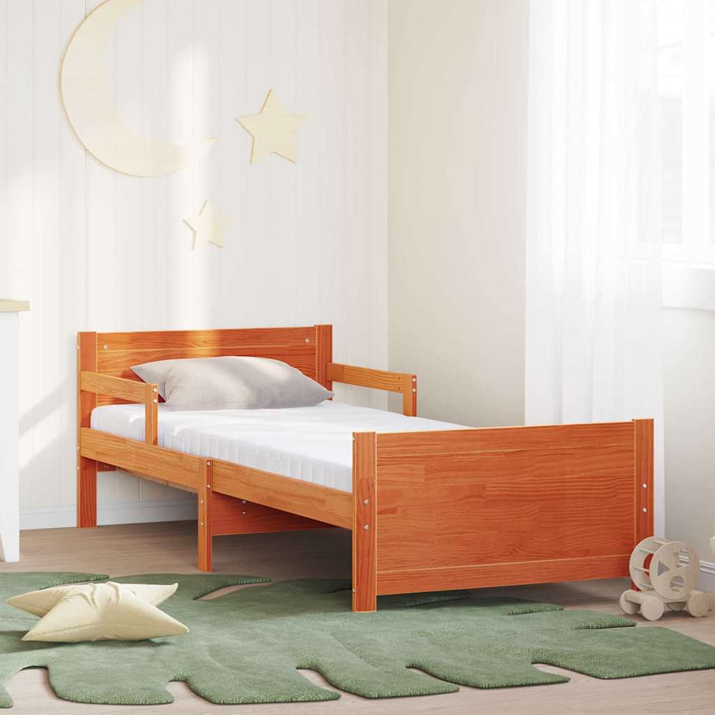 Bedframe met matras Bruin 80 x 200 cm Massief grenenhout is nu te koop bij PeponiXL, paradijselijk wonen!
