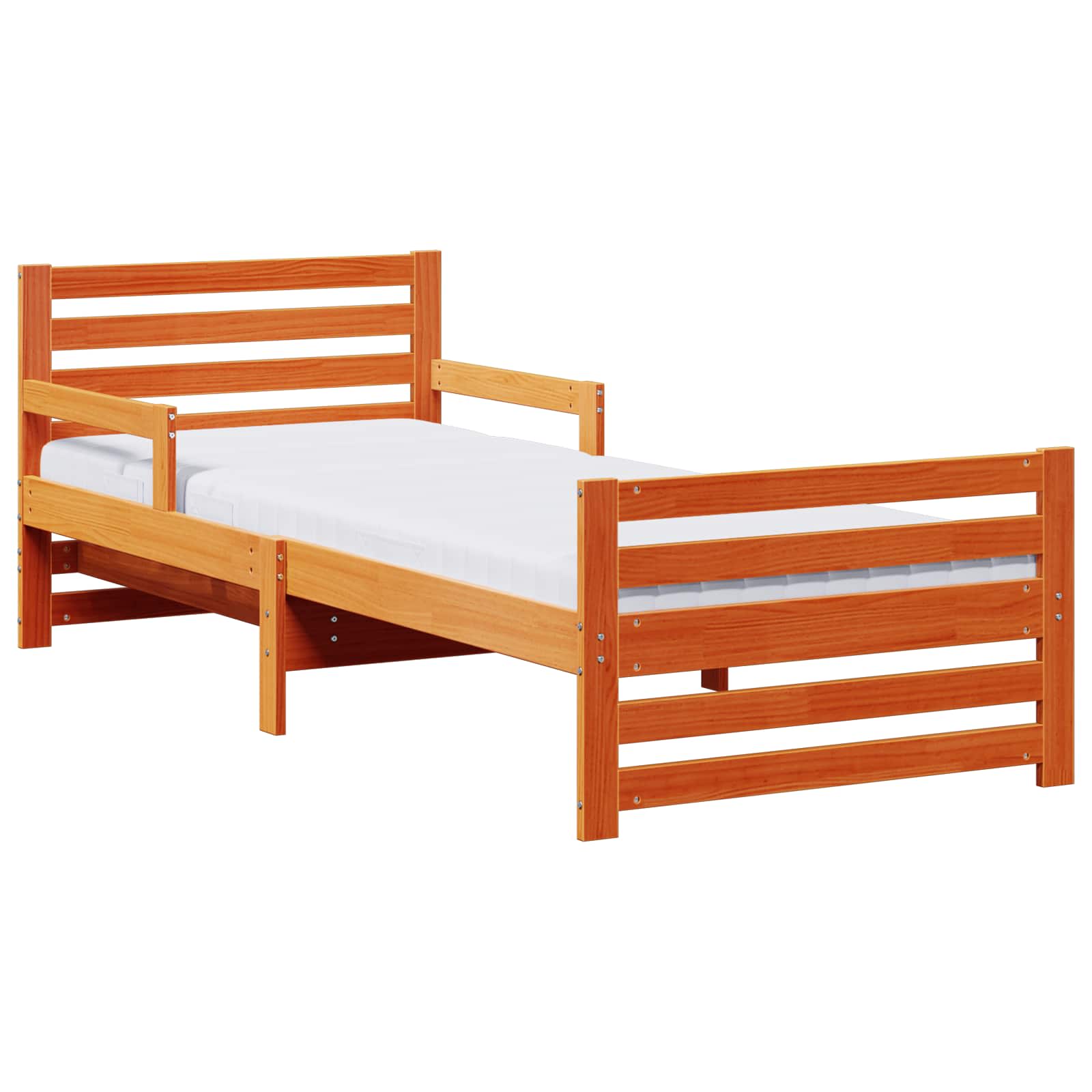 Bedframe met matras Bruin 80 x 200 cm Massief grenenhout is nu te koop bij PeponiXL, paradijselijk wonen!