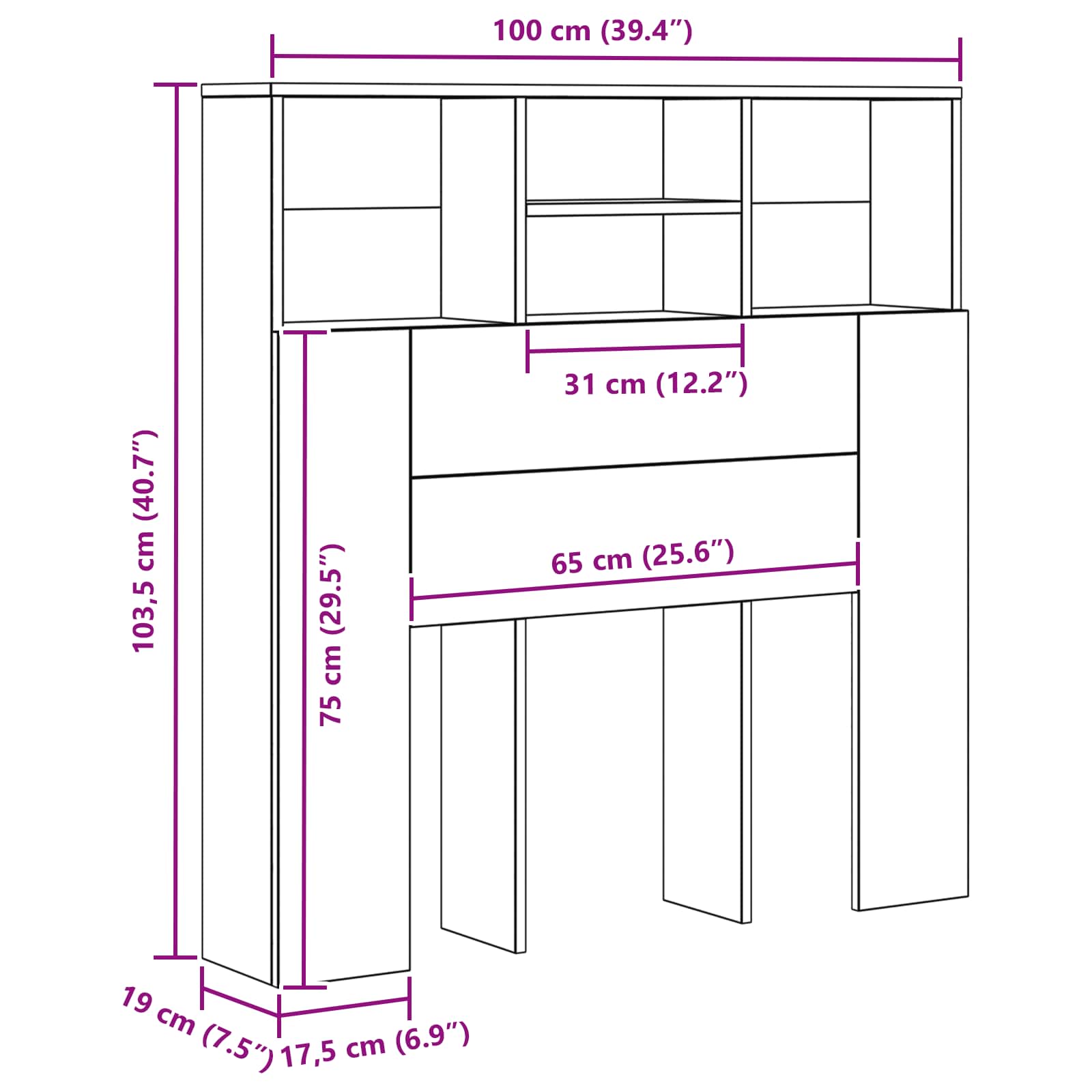 Hoofdeinde kas Zwart Eiken 100 x 19 x 103,5 cm Bewerkt hout is nu te koop bij PeponiXL, paradijselijk wonen!