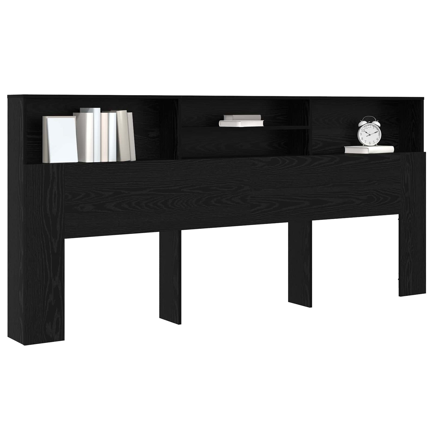 Hoofdeinde kas Zwart Eiken 220 x 19 x 101,5 cm Bewerkt hout is nu te koop bij PeponiXL, paradijselijk wonen!