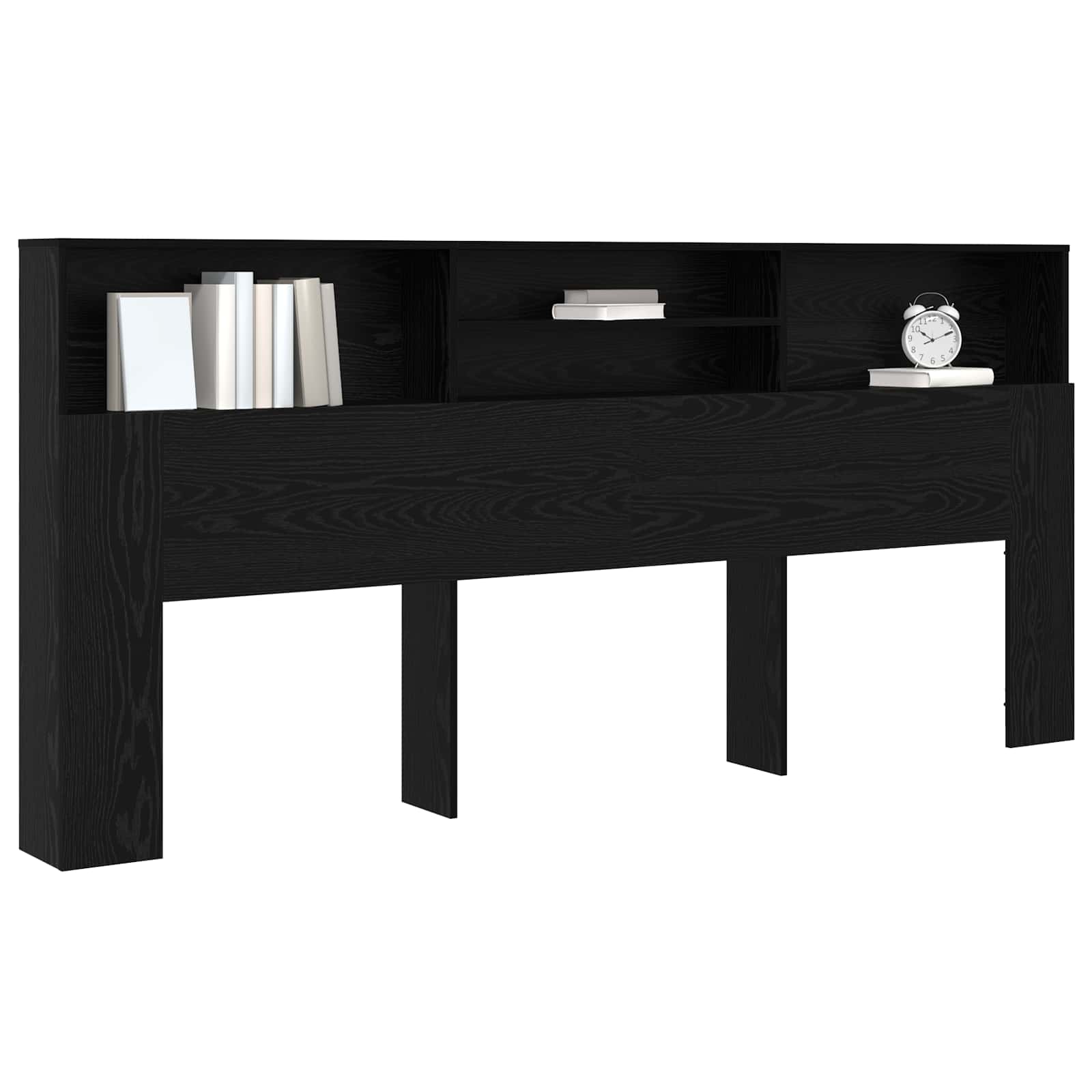 Hoofdeinde kas Zwart Eiken 220 x 19 x 101,5 cm Bewerkt hout is nu te koop bij PeponiXL, paradijselijk wonen!