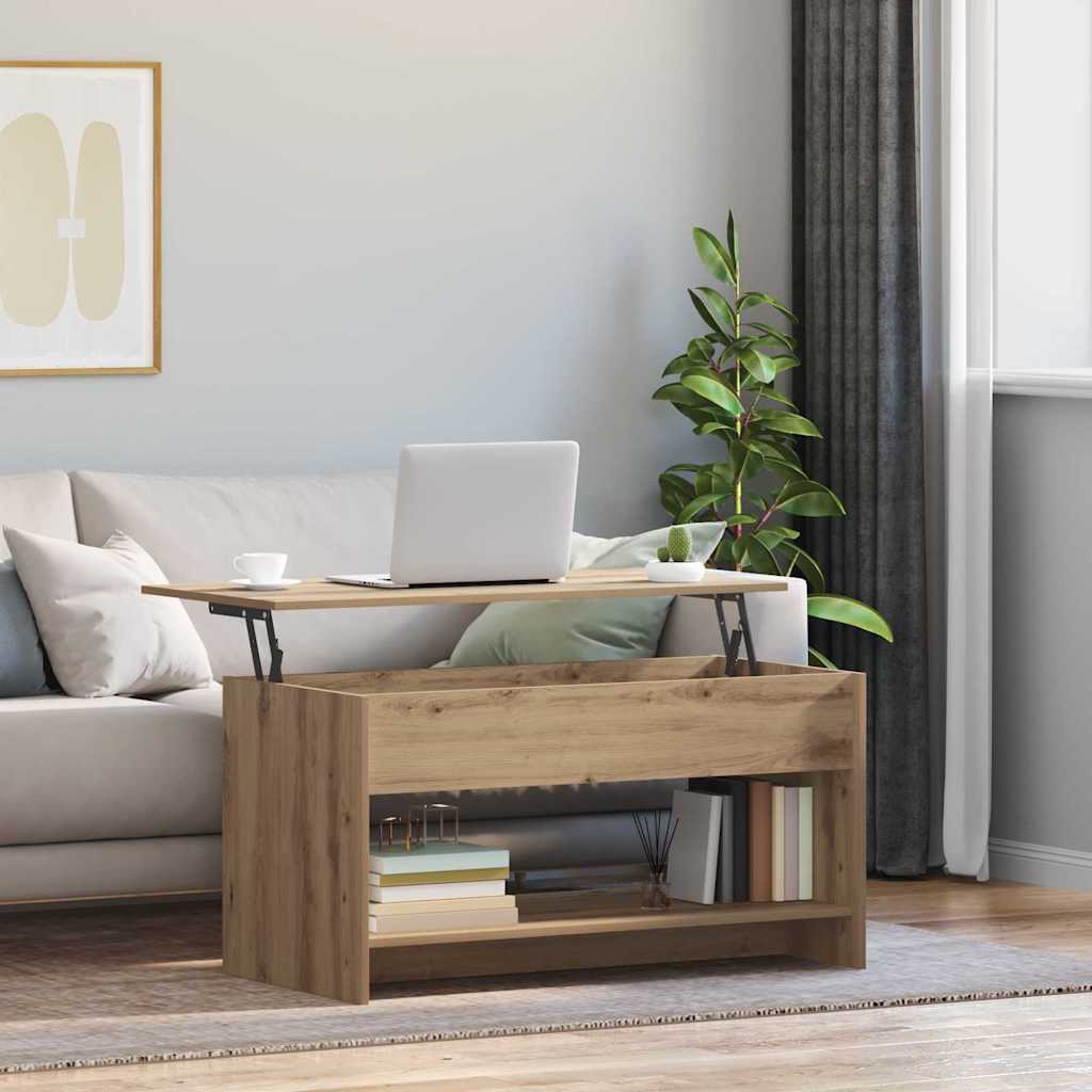 Salontafel Artisan Eiken 80 x 50,5 x 41,5 cm Bewerkt hout is nu te koop bij PeponiXL, paradijselijk wonen!