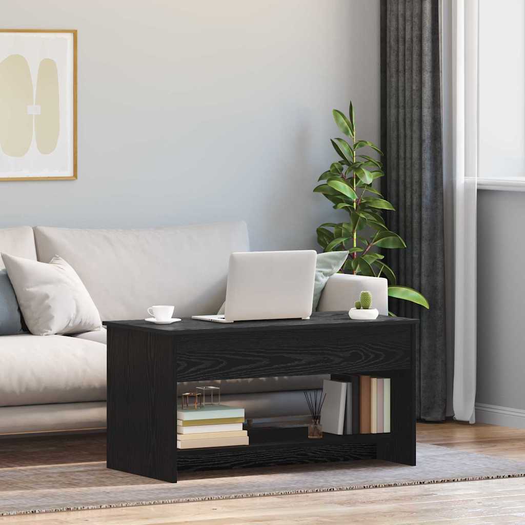 Salontafel Zwart Eiken 80 x 50,5 x 41,5 cm Bewerkt hout is nu te koop bij PeponiXL, paradijselijk wonen!