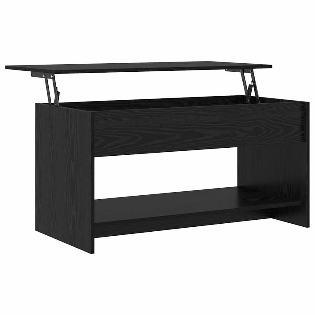 Salontafel Zwart Eiken 80 x 50,5 x 41,5 cm Bewerkt hout is nu te koop bij PeponiXL, paradijselijk wonen!