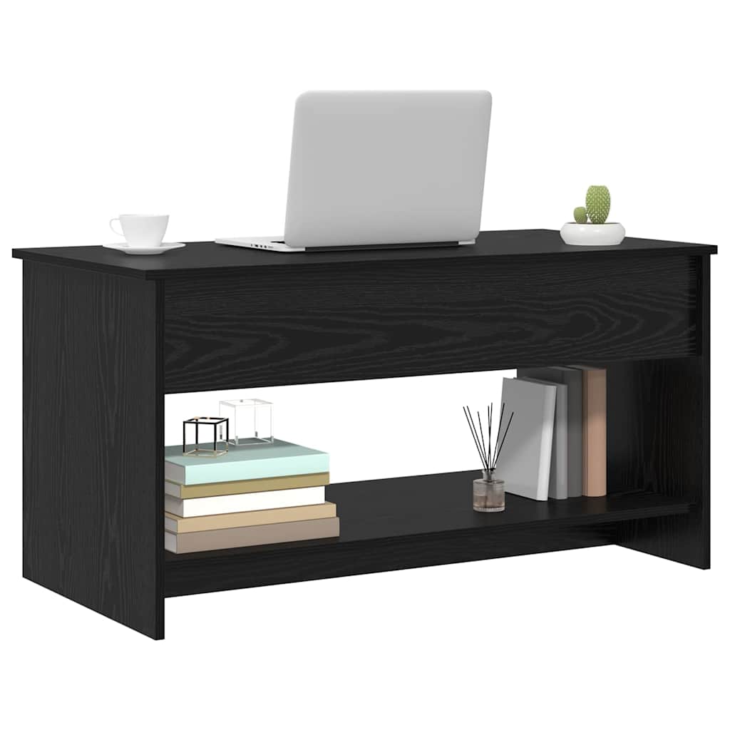 Salontafel Zwart Eiken 80 x 50,5 x 41,5 cm Bewerkt hout is nu te koop bij PeponiXL, paradijselijk wonen!