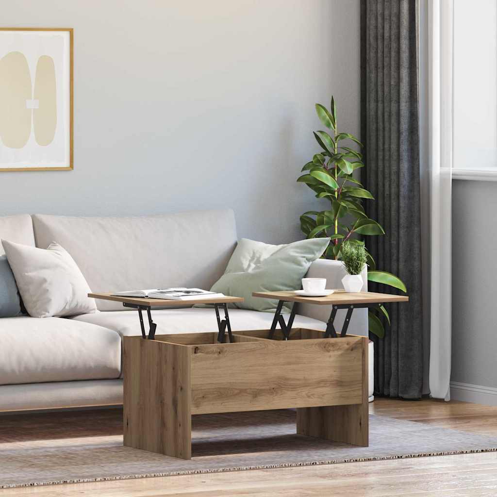 Salontafel Artisan Eiken 102 x 50,5 x 46,5 cm Bewerkt hout is nu te koop bij PeponiXL, paradijselijk wonen!