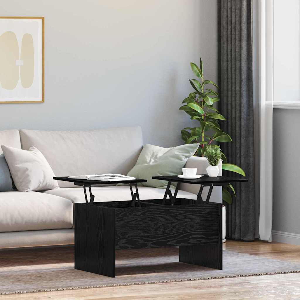 Salontafel Zwart Eiken 102 x 50,5 x 46,5 cm Bewerkt hout is nu te koop bij PeponiXL, paradijselijk wonen!