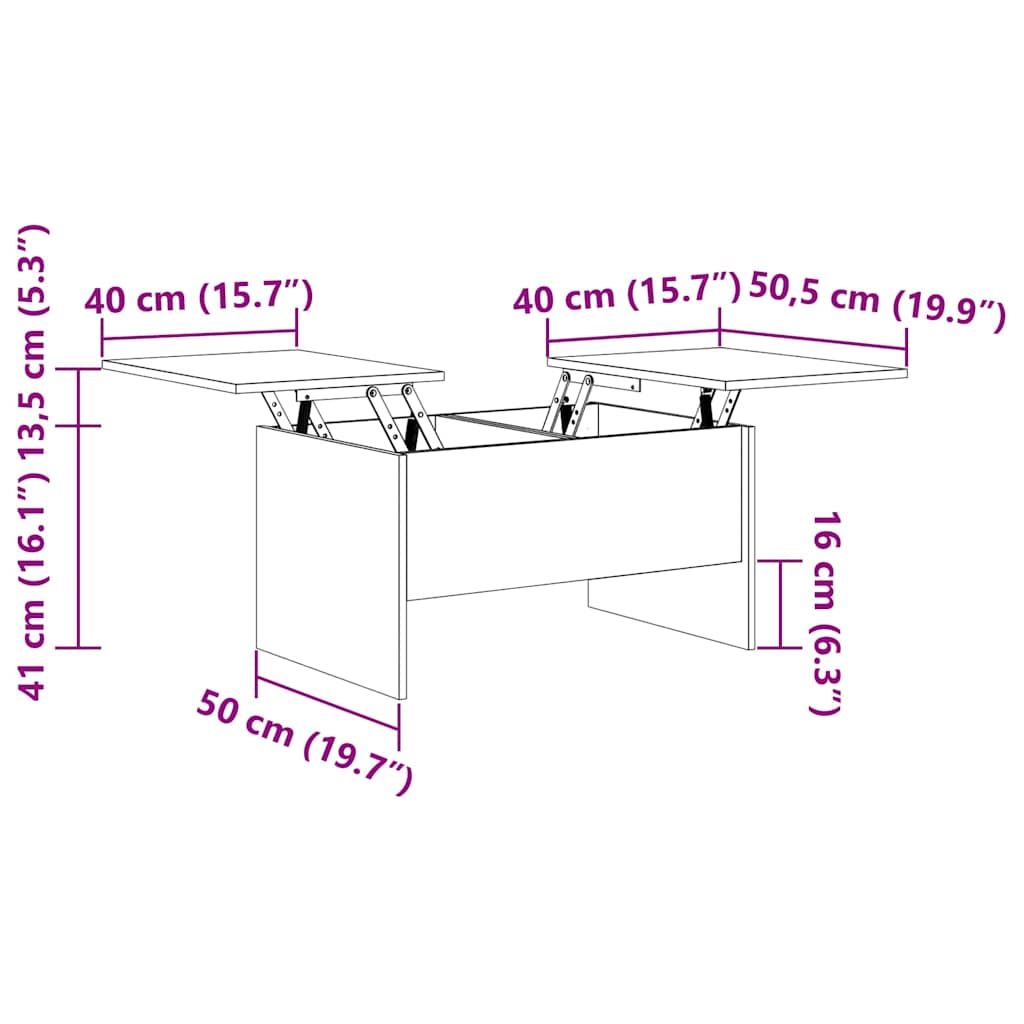 Salontafel Zwart Eiken 102 x 50,5 x 46,5 cm Bewerkt hout is nu te koop bij PeponiXL, paradijselijk wonen!