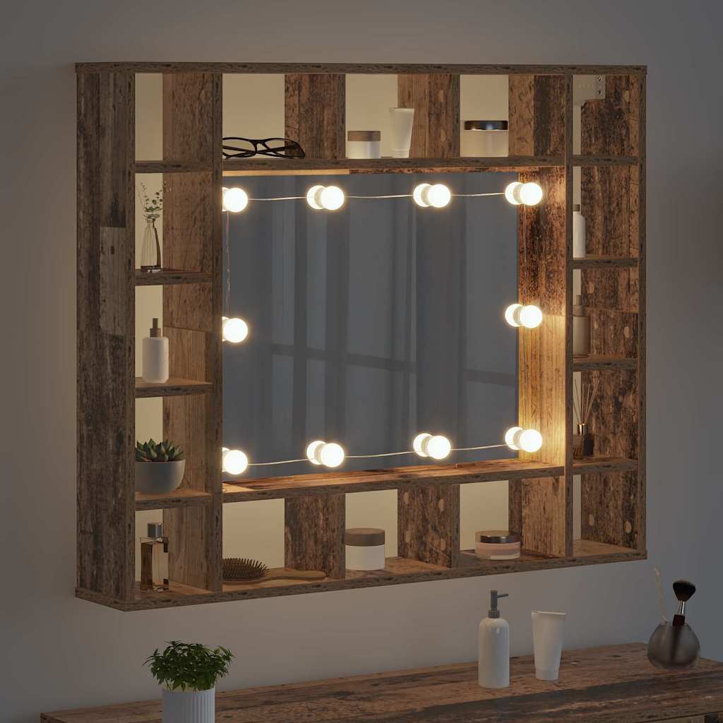 Spiegelkast met plank Oud hout 91 x 15 x 76,5 cm Bewerkt hout is nu te koop bij PeponiXL, paradijselijk wonen!