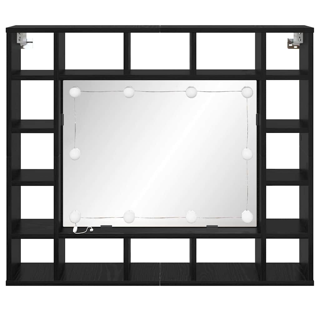 Spiegelkast Zwart Eiken 91 x 15 x 76,5 cm Bewerkt hout is nu te koop bij PeponiXL, paradijselijk wonen!