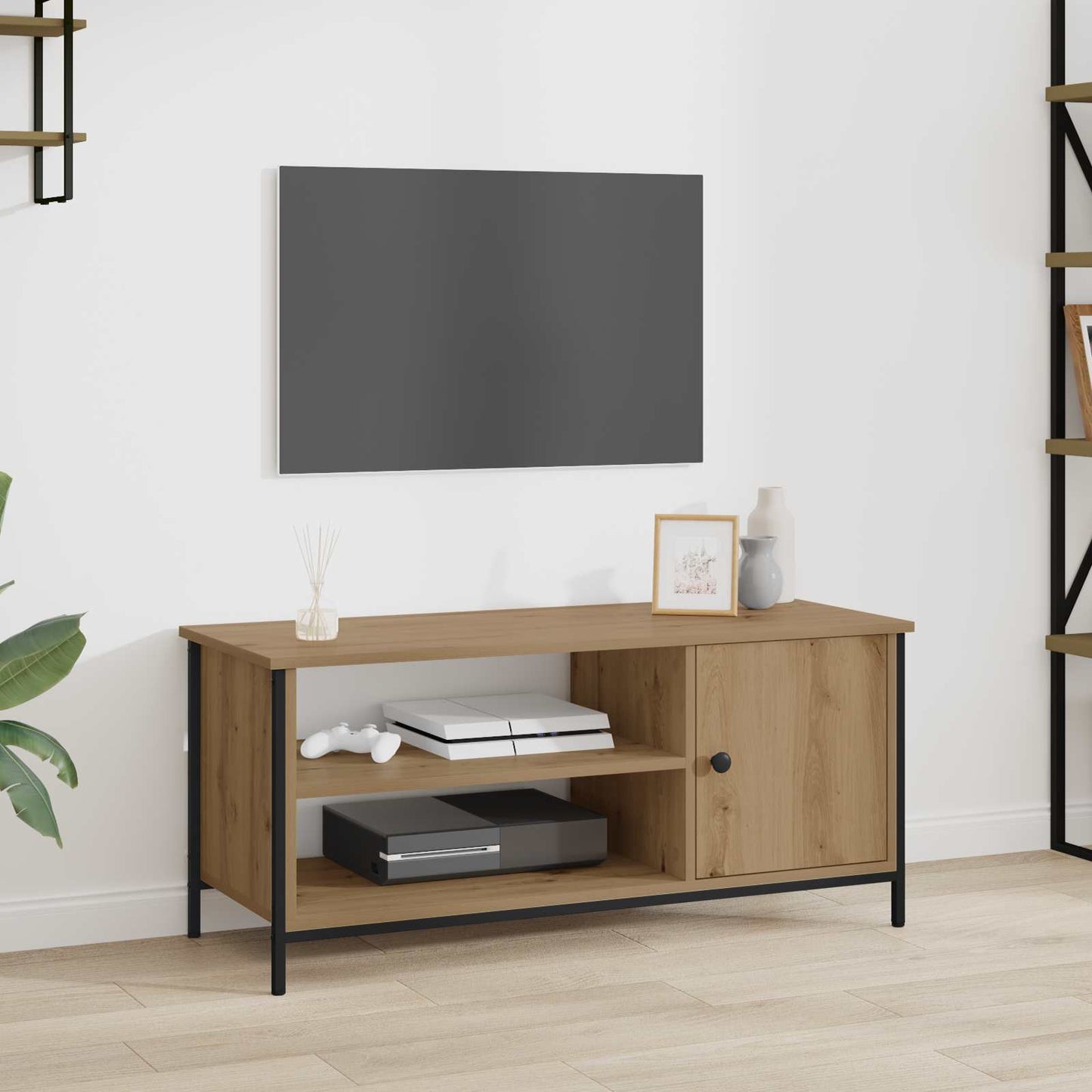 TV-kast 100 x 40 x 45 cm Artisan Eiken Bewerkt hout is nu te koop bij PeponiXL, paradijselijk wonen!