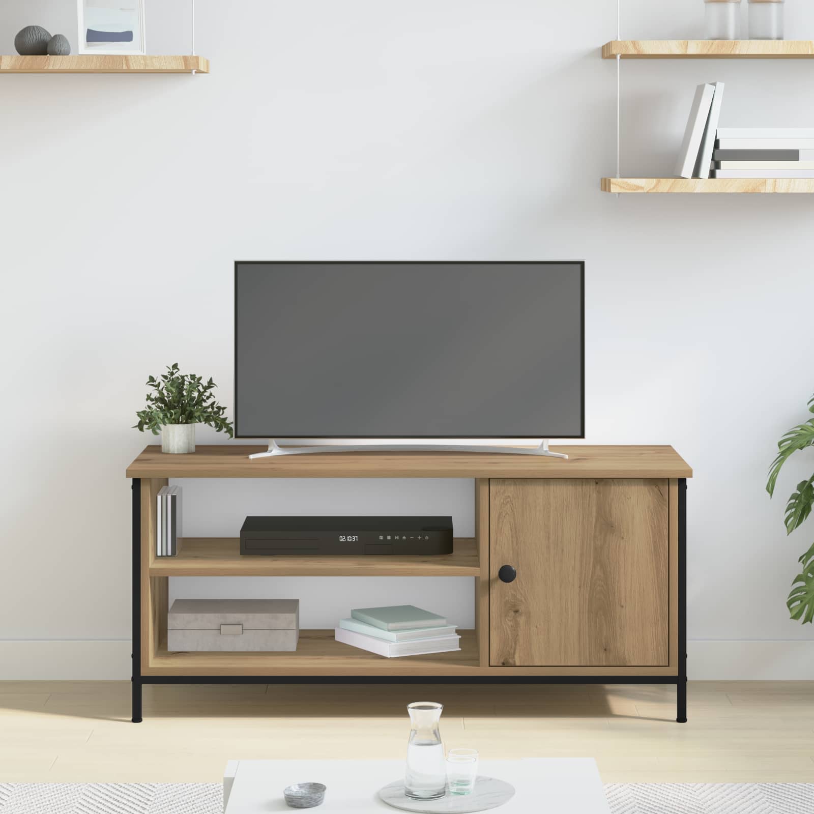 TV-kast 100 x 40 x 45 cm Artisan Eiken Bewerkt hout is nu te koop bij PeponiXL, paradijselijk wonen!