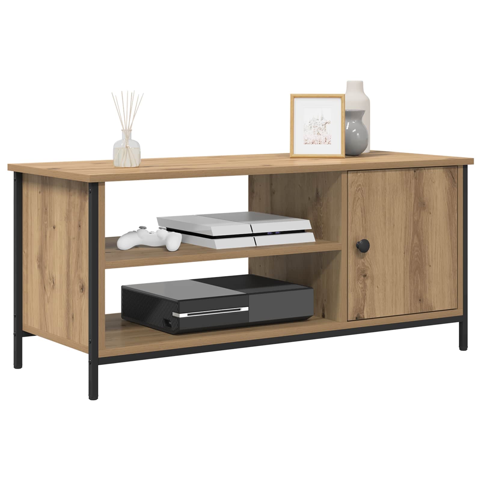 TV-kast 100 x 40 x 45 cm Artisan Eiken Bewerkt hout is nu te koop bij PeponiXL, paradijselijk wonen!