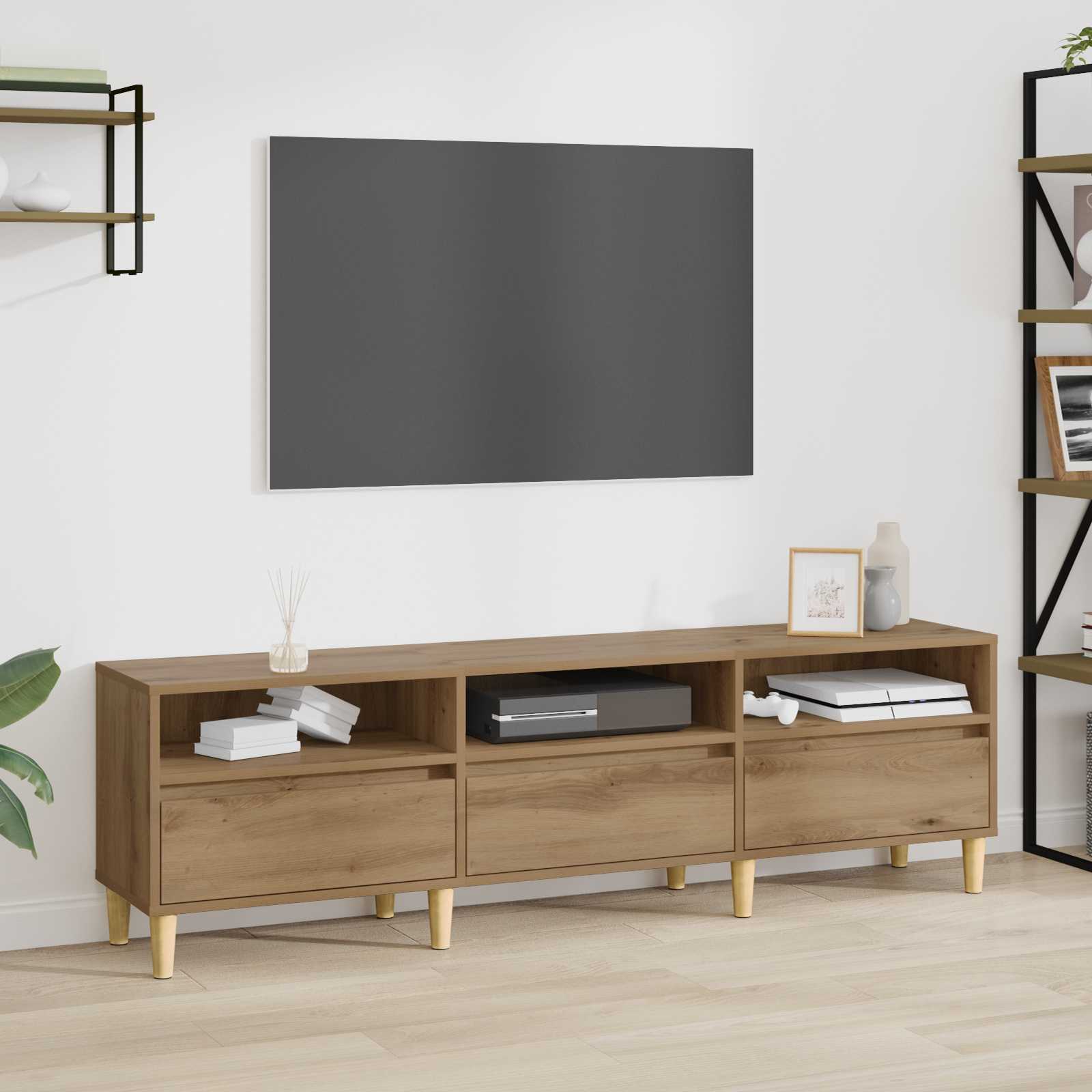 TV-kast 150 x 30 x 45 cm Artisan Eiken Bewerkt hout is nu te koop bij PeponiXL, paradijselijk wonen!