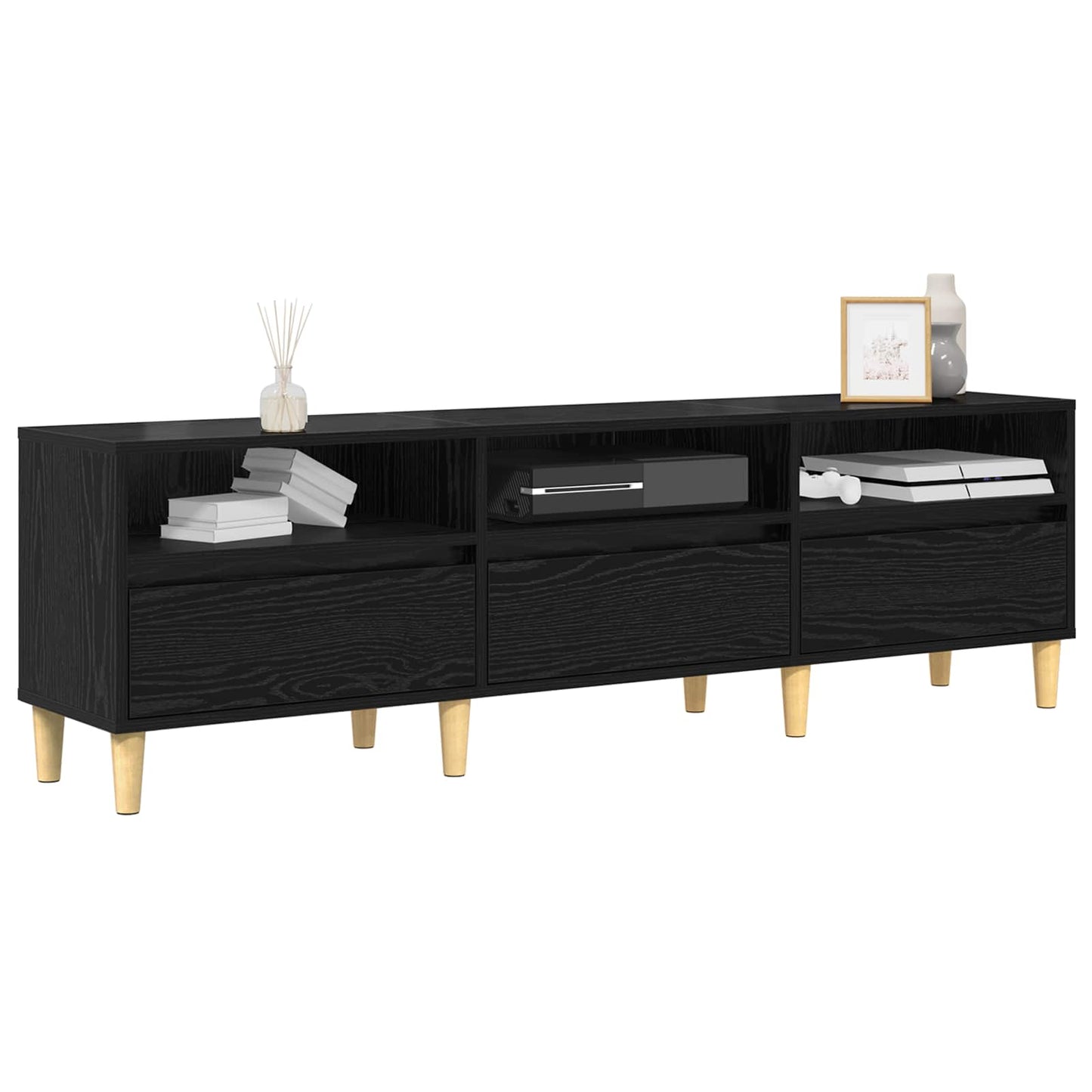 TV-kast met lade Zwart Eiken 150 x 30 x 45 cm Bewerkt hout is nu te koop bij PeponiXL, paradijselijk wonen!