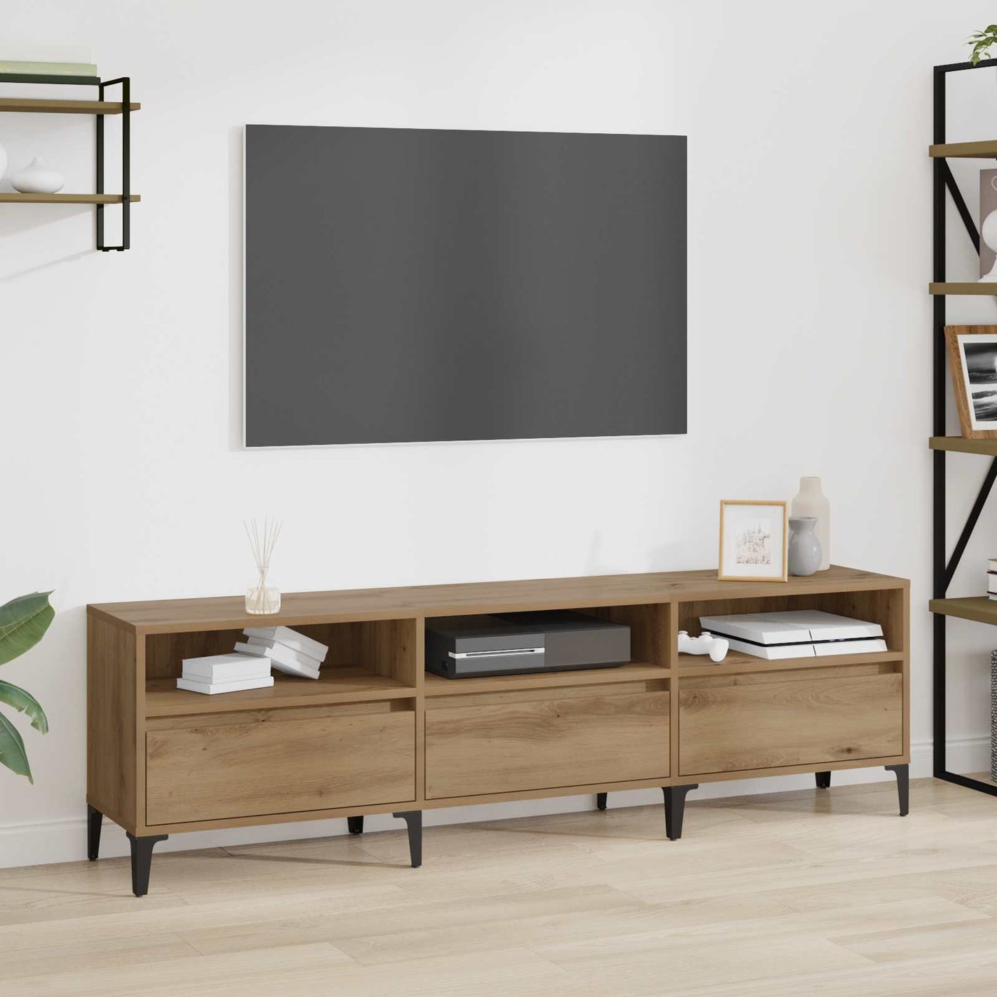 TV-kast 150 x 30 x 45 cm Artisan Eiken Gemonteerd hout en ijzer is nu te koop bij PeponiXL, paradijselijk wonen!