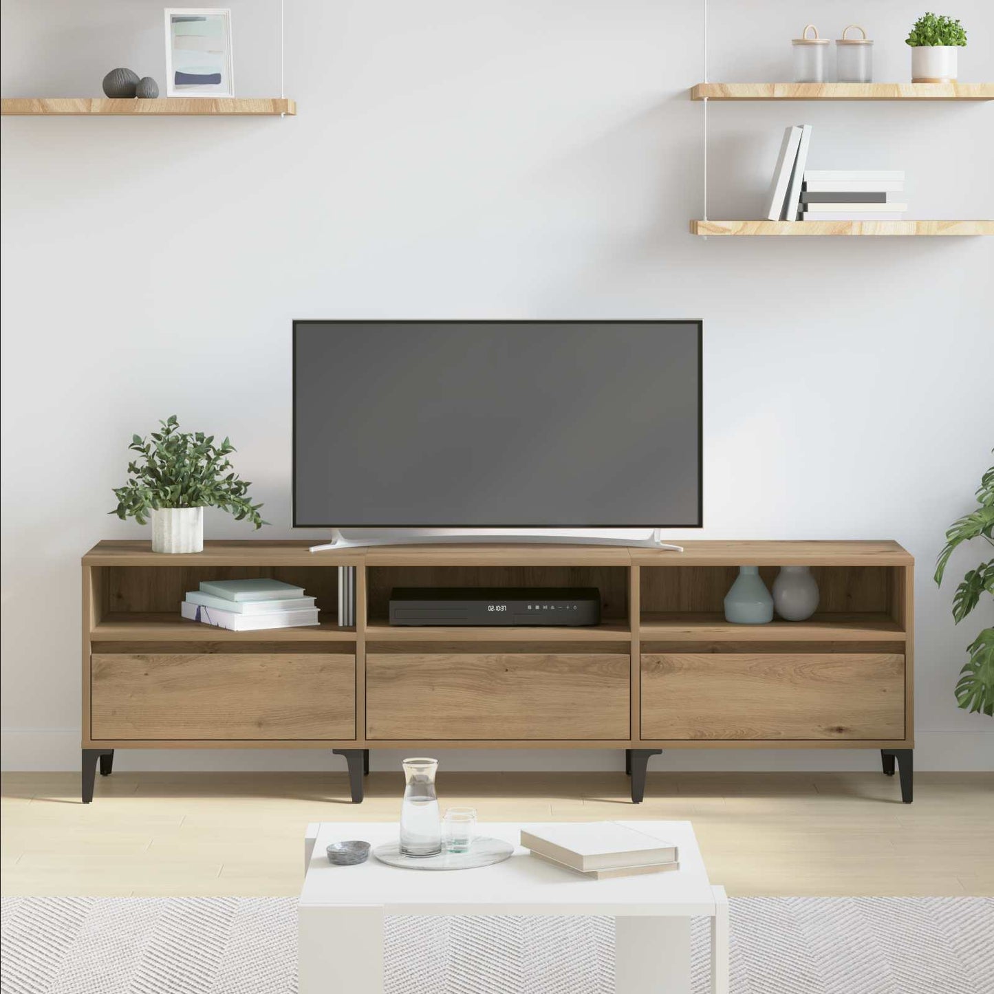 TV-kast 150 x 30 x 45 cm Artisan Eiken Gemonteerd hout en ijzer is nu te koop bij PeponiXL, paradijselijk wonen!