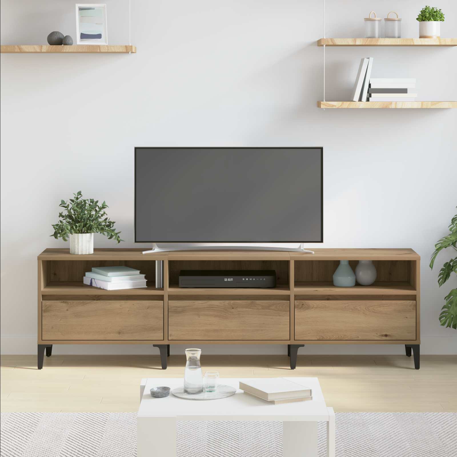 TV-kast 150 x 30 x 45 cm Artisan Eiken Gemonteerd hout en ijzer is nu te koop bij PeponiXL, paradijselijk wonen!