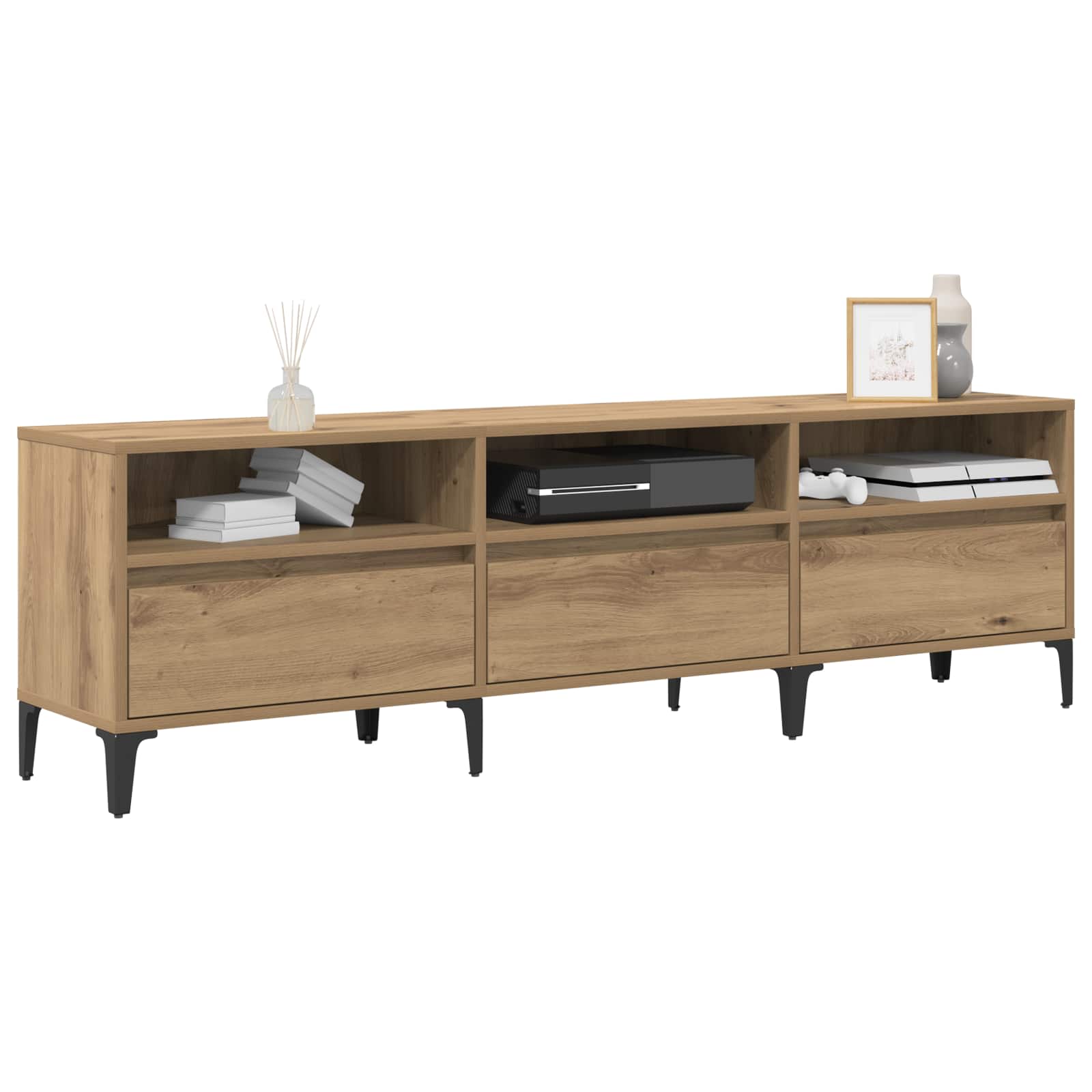 TV-kast 150 x 30 x 45 cm Artisan Eiken Gemonteerd hout en ijzer is nu te koop bij PeponiXL, paradijselijk wonen!