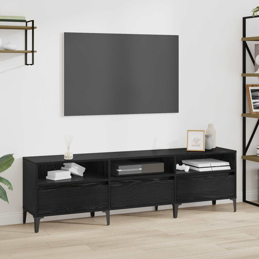 TV-kast Zwart Eiken 150 x 30 x 45 cm Gemonteerd hout en ijzer is nu te koop bij PeponiXL, paradijselijk wonen!