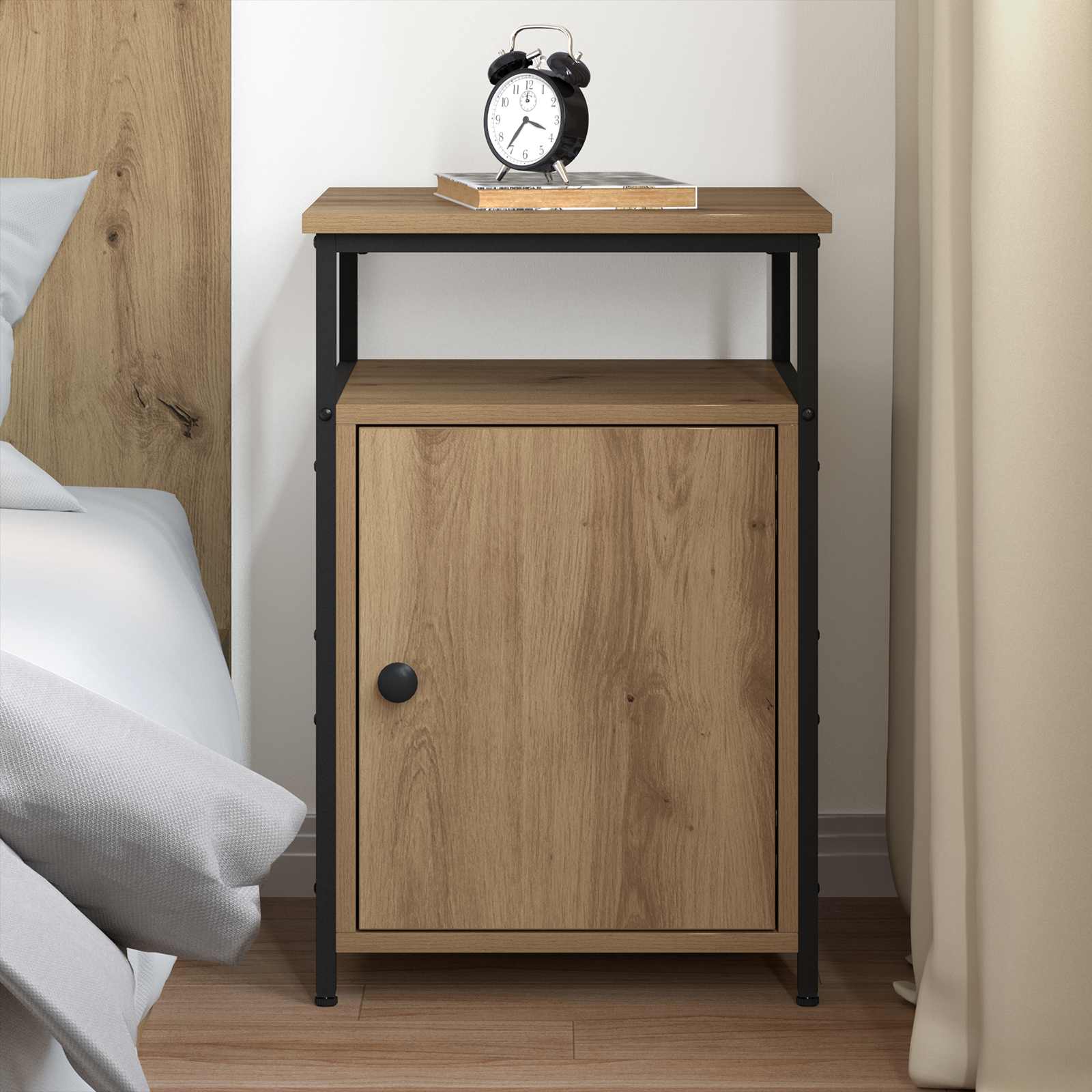 Nachtkastje artisanaal eikenkleurig Bewerkt hout is nu te koop bij PeponiXL, paradijselijk wonen!