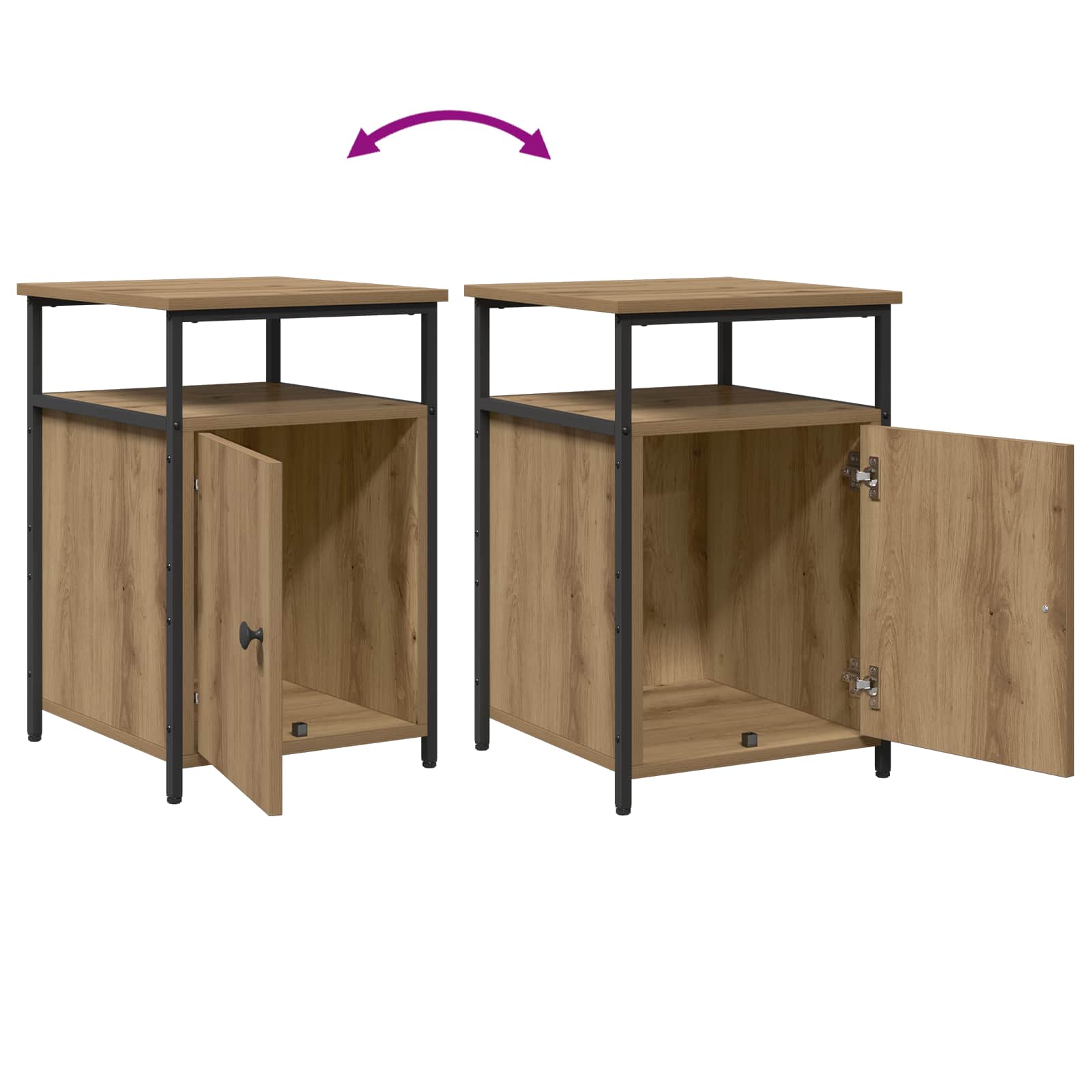 Nachtkastje artisanaal eikenkleurig Bewerkt hout is nu te koop bij PeponiXL, paradijselijk wonen!