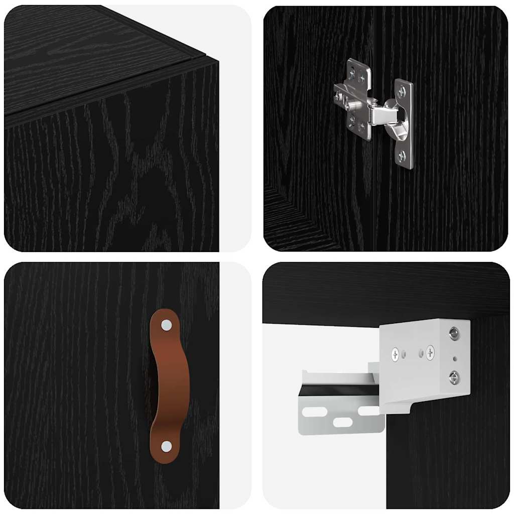 Wandkast Zwart Eiken 69,5 x 34 x 90 cm Bewerkt hout is nu te koop bij PeponiXL, paradijselijk wonen!