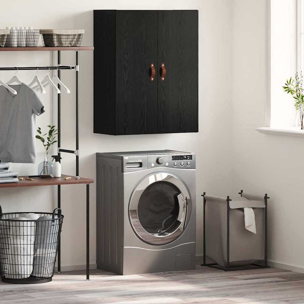 Wandkast Zwart Eiken 69,5 x 34 x 90 cm Bewerkt hout is nu te koop bij PeponiXL, paradijselijk wonen!