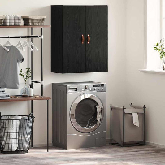 Wandkast Zwart Eiken 69,5 x 34 x 90 cm Bewerkt hout is nu te koop bij PeponiXL, paradijselijk wonen!